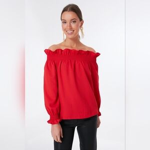 Tuckernuck Scarlet Ruffle Off-Shoulder Blouse